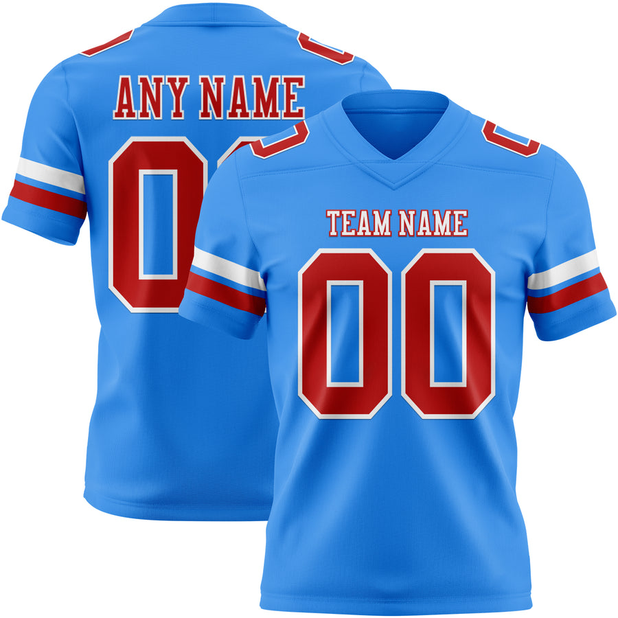 Custom Powder Blue Red-White Authentic Football Jersey