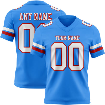 Custom Powder Blue White-Red Authentic Football Jersey