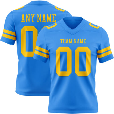 Custom Powder Blue Yellow Authentic Football Jersey