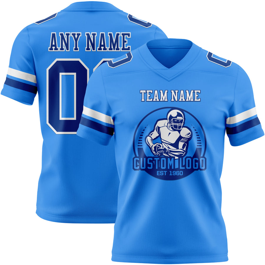 Custom Powder Blue Royal-White Authentic Football Jersey