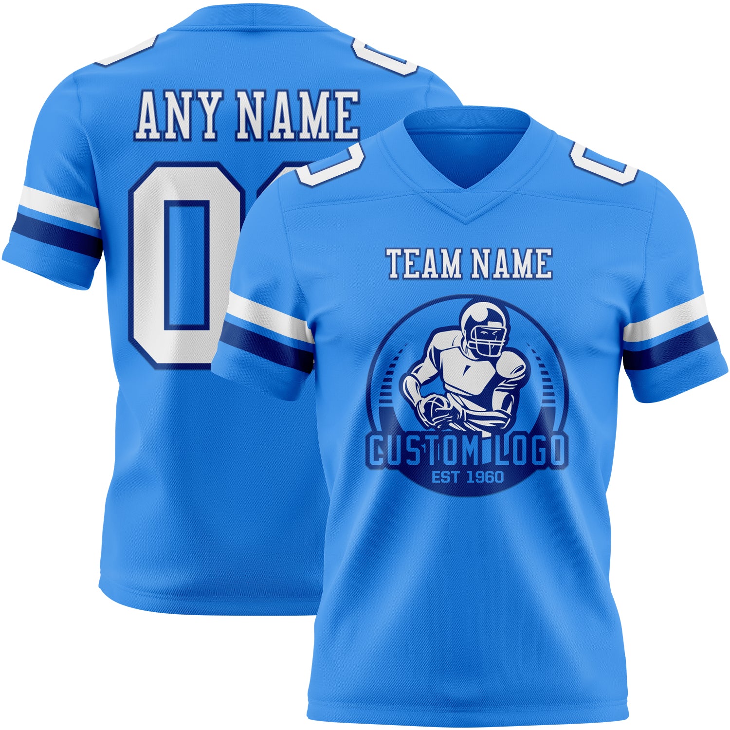 Custom Powder Blue White-Royal Authentic Football Jersey