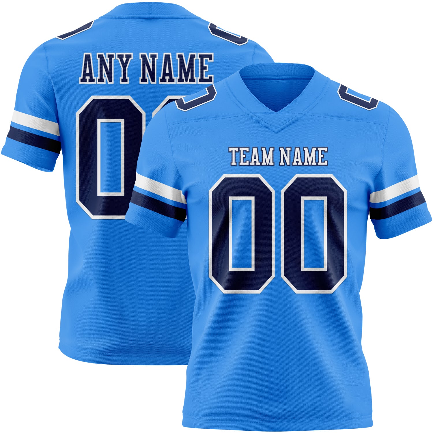 Custom Powder Blue Navy-White Authentic Football Jersey