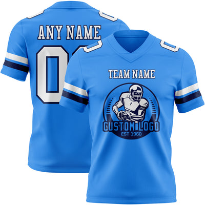 Custom Powder Blue White-Navy Authentic Football Jersey