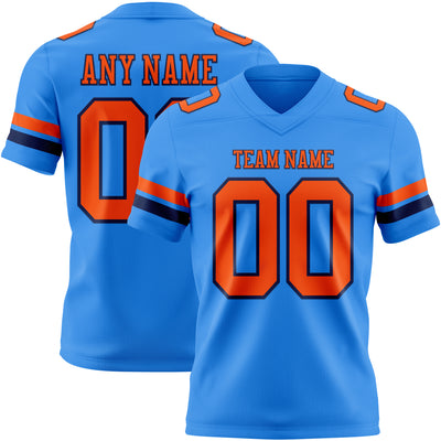 Custom Powder Blue Orange-Navy Authentic Football Jersey