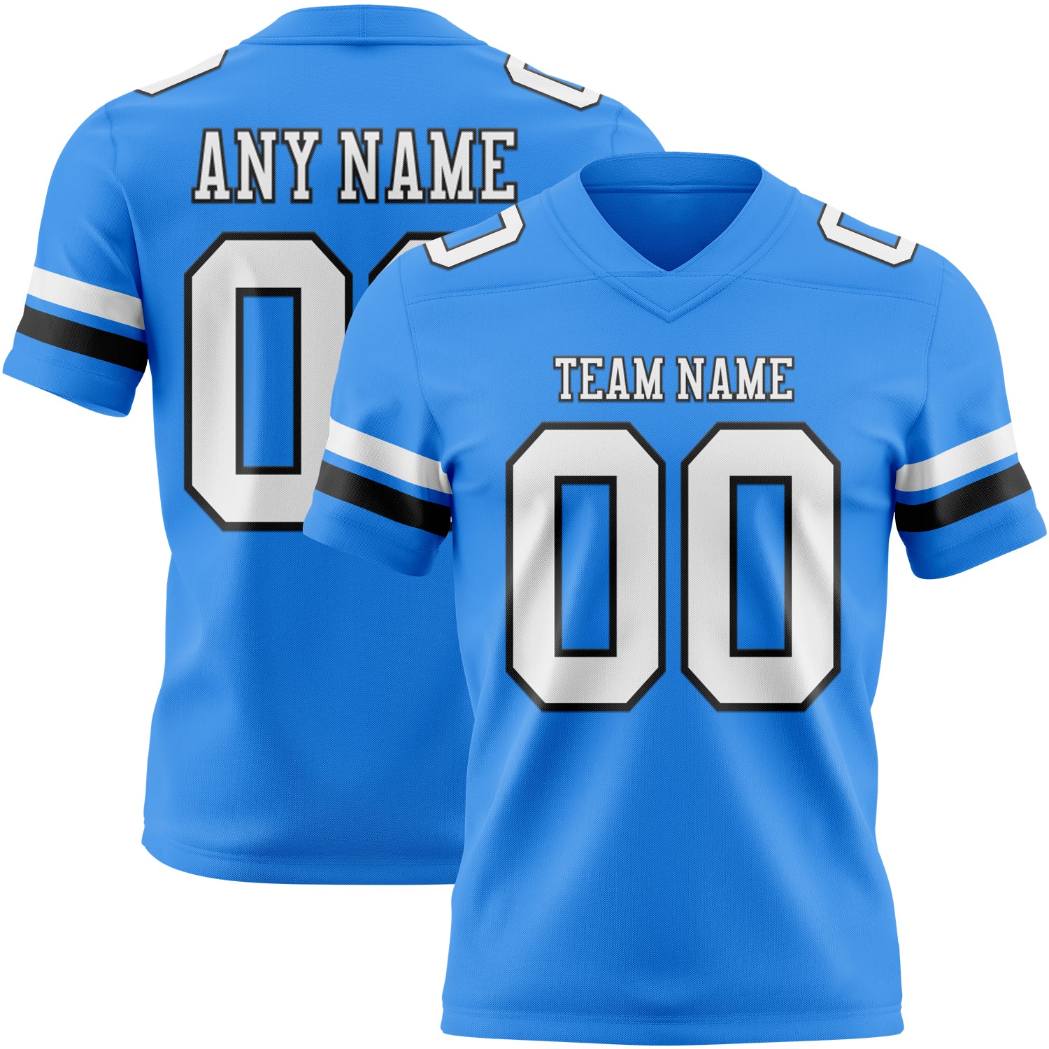 Custom Powder Blue White-Black Authentic Football Jersey