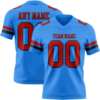 Custom Powder Blue Red-Black Authentic Football Jersey