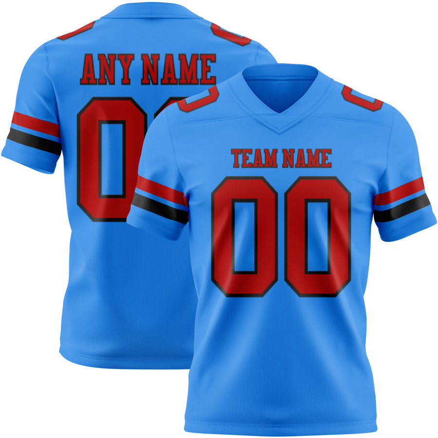 Custom Powder Blue Red-Black Authentic Football Jersey