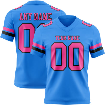Custom Powder Blue Pink-Black Authentic Football Jersey