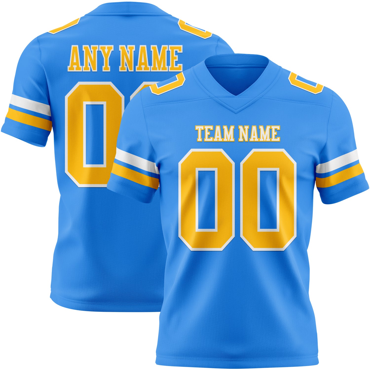 Custom Powder Blue Gold-White Authentic Football Jersey