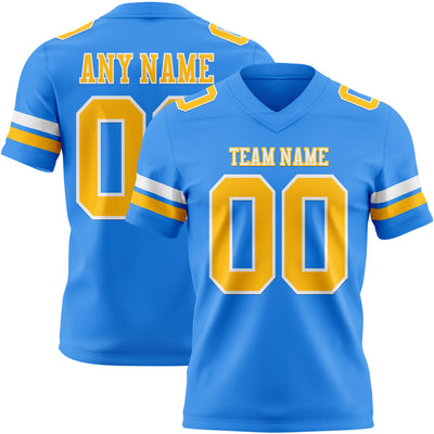Custom Powder Blue Gold-White Authentic Football Jersey