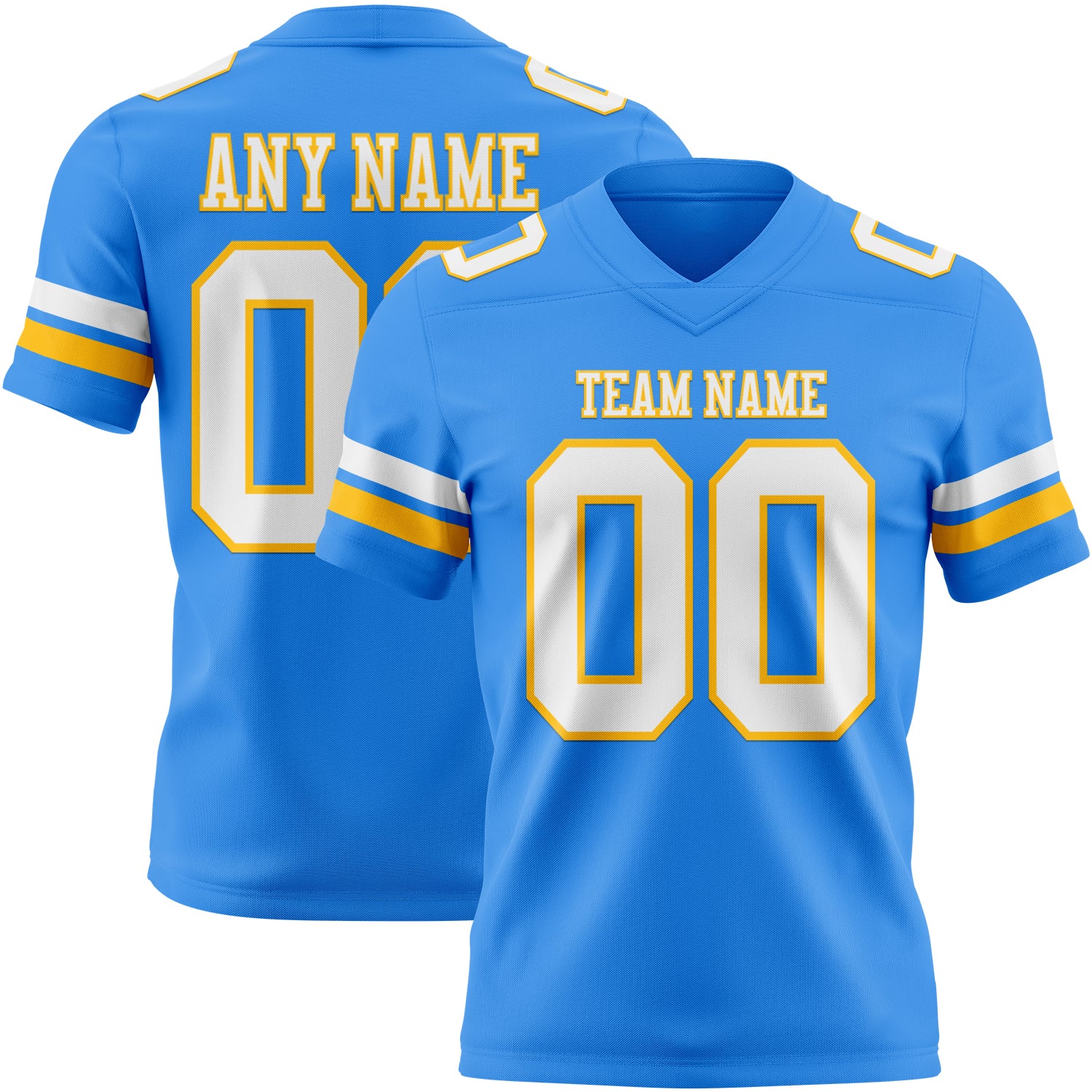 Custom Powder Blue White-Gold Authentic Football Jersey