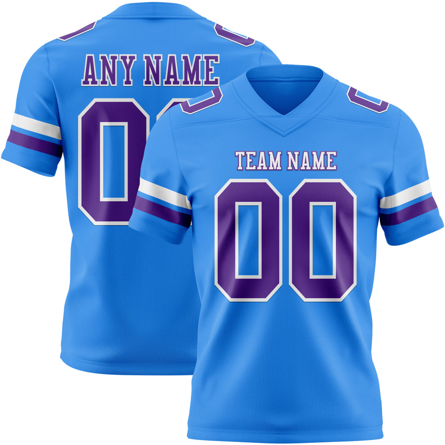Custom Powder Blue Purple-White Authentic Football Jersey