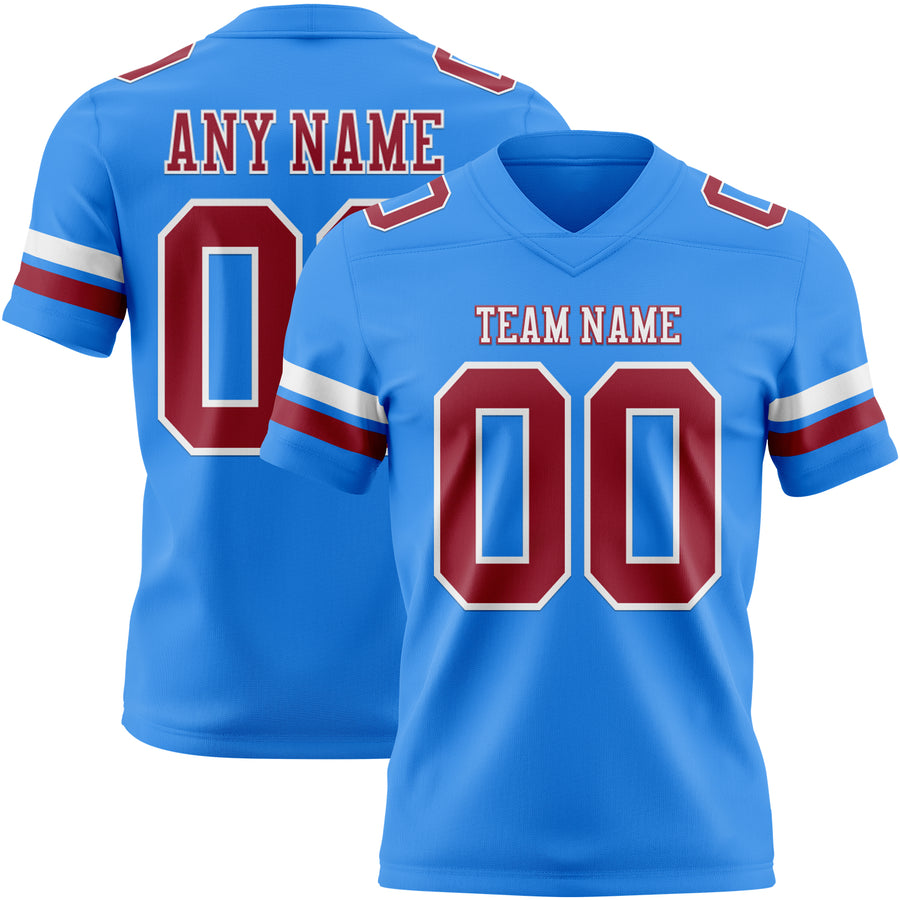Custom Powder Blue Cardinal-White Authentic Football Jersey