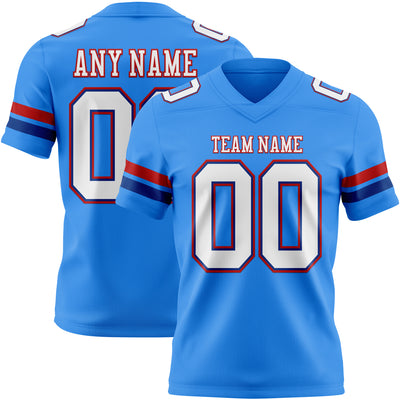 Custom Powder Blue White Royal-Red Authentic Football Jersey