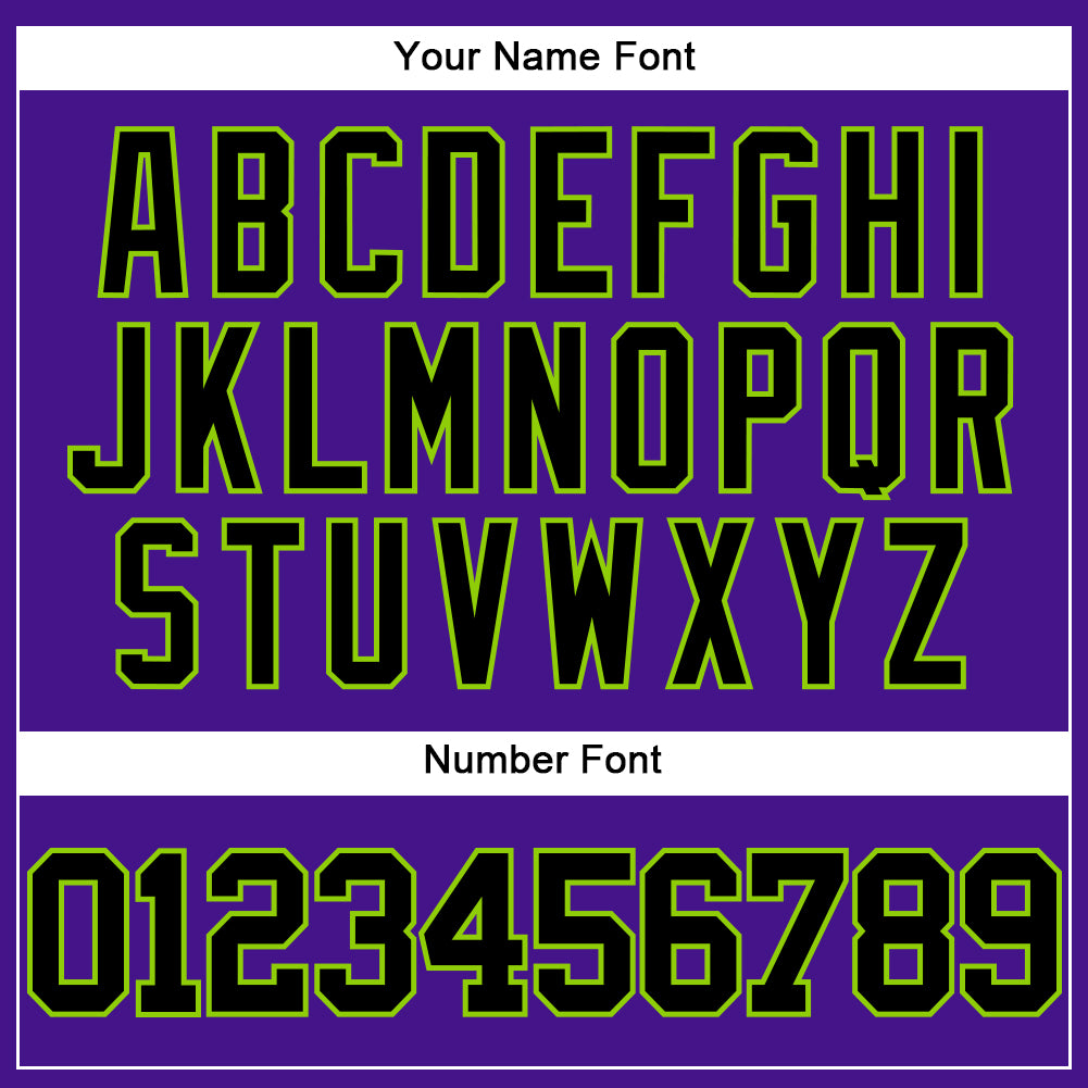 Custom Purple Black-Neon Green Mesh Authentic Throwback Baseball Jersey