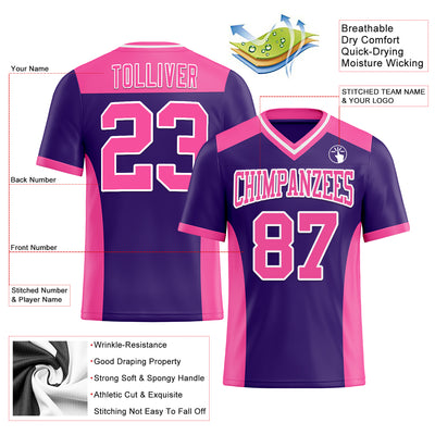 Custom Purple Pink-White Authentic Football Jersey