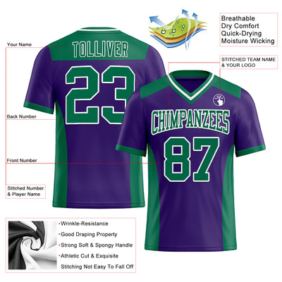 Custom Purple Kelly Green-White Authentic Football Jersey