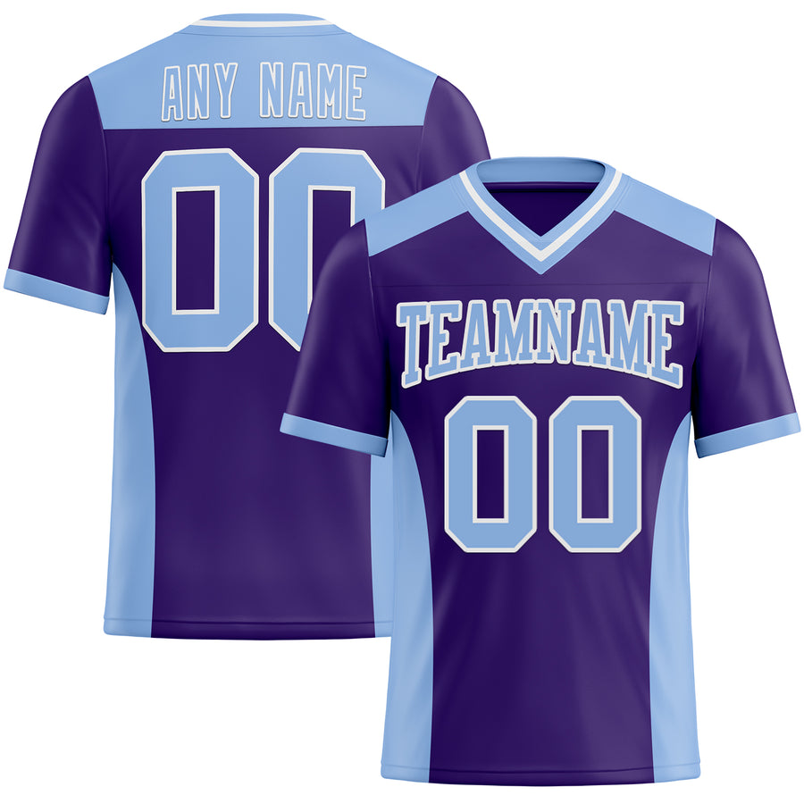 Custom Purple Light Blue-White Authentic Football Jersey