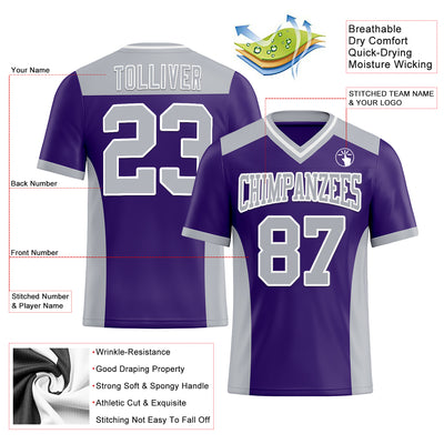 Custom Purple Gray-White Authentic Football Jersey