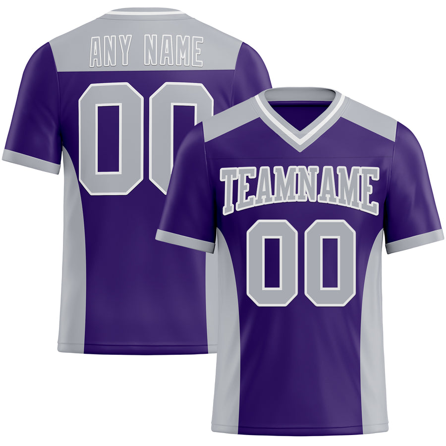 Custom Purple Gray-White Authentic Football Jersey