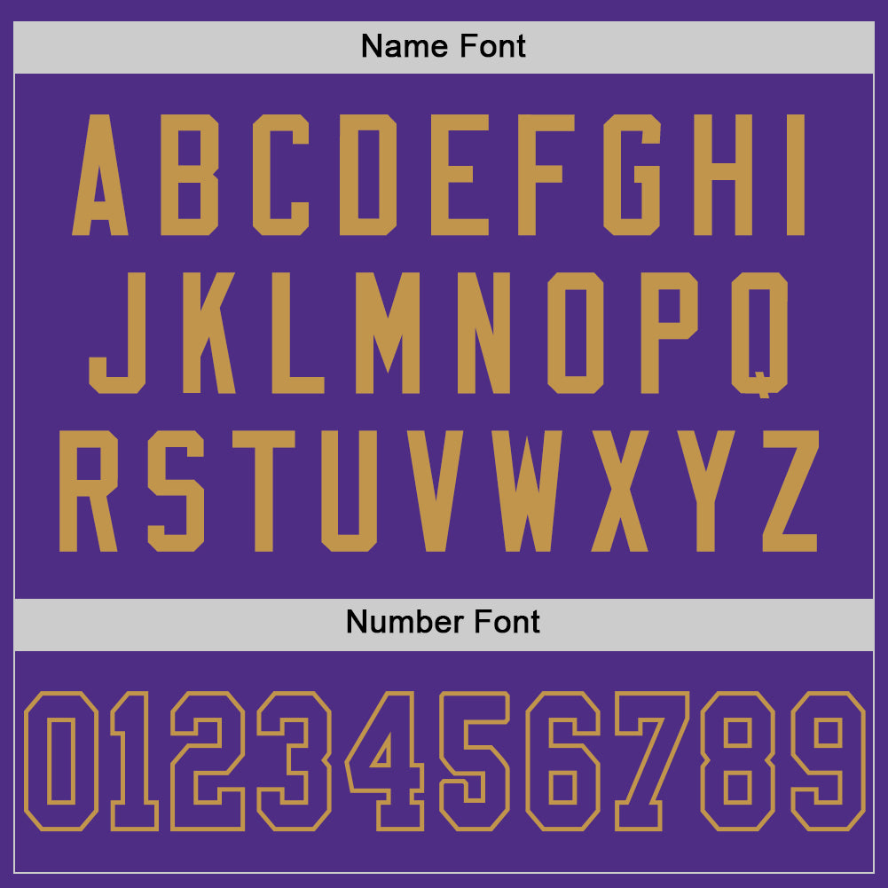 Custom Purple Old Gold-Black Mesh Authentic Throwback Football Jersey