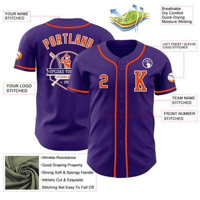 Custom Purple Orange-White Authentic Baseball Jersey