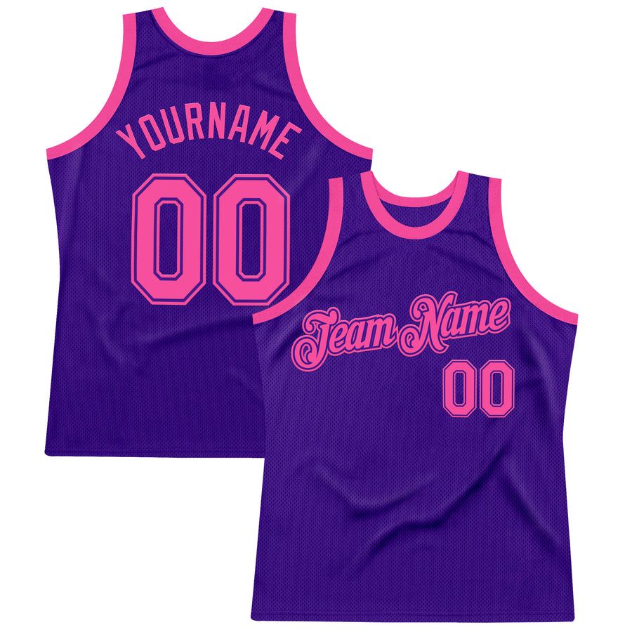 Custom Purple Pink Authentic Throwback Basketball Jersey