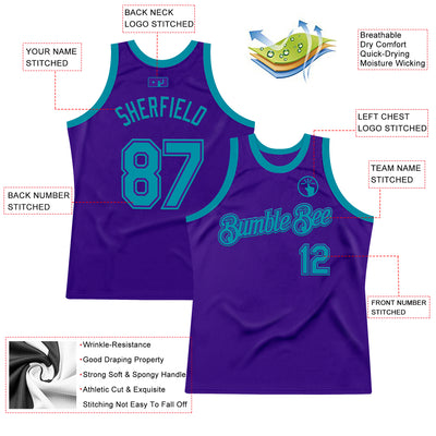 Custom Purple Teal Authentic Throwback Basketball Jersey