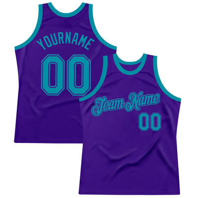Custom Purple Teal Authentic Throwback Basketball Jersey