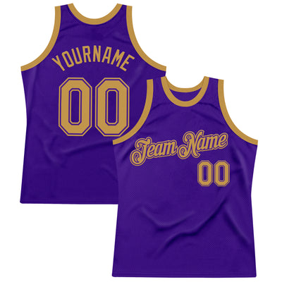 Custom Purple Old Gold Authentic Throwback Basketball Jersey