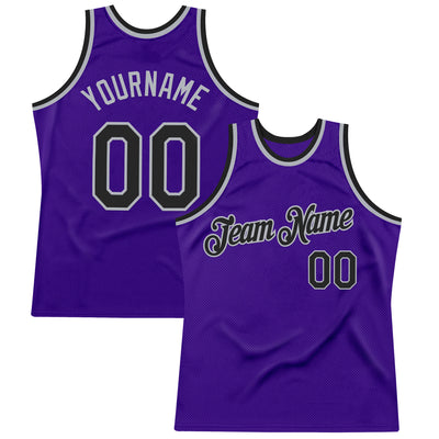 Custom Purple Black-Gray Authentic Throwback Basketball Jersey