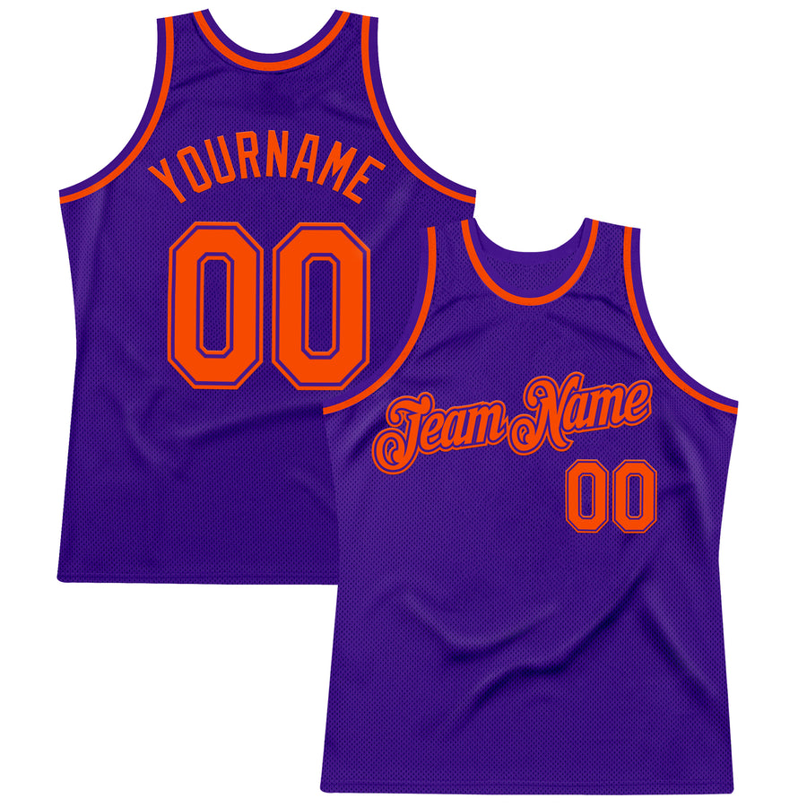 Custom Purple Orange Authentic Throwback Basketball Jersey