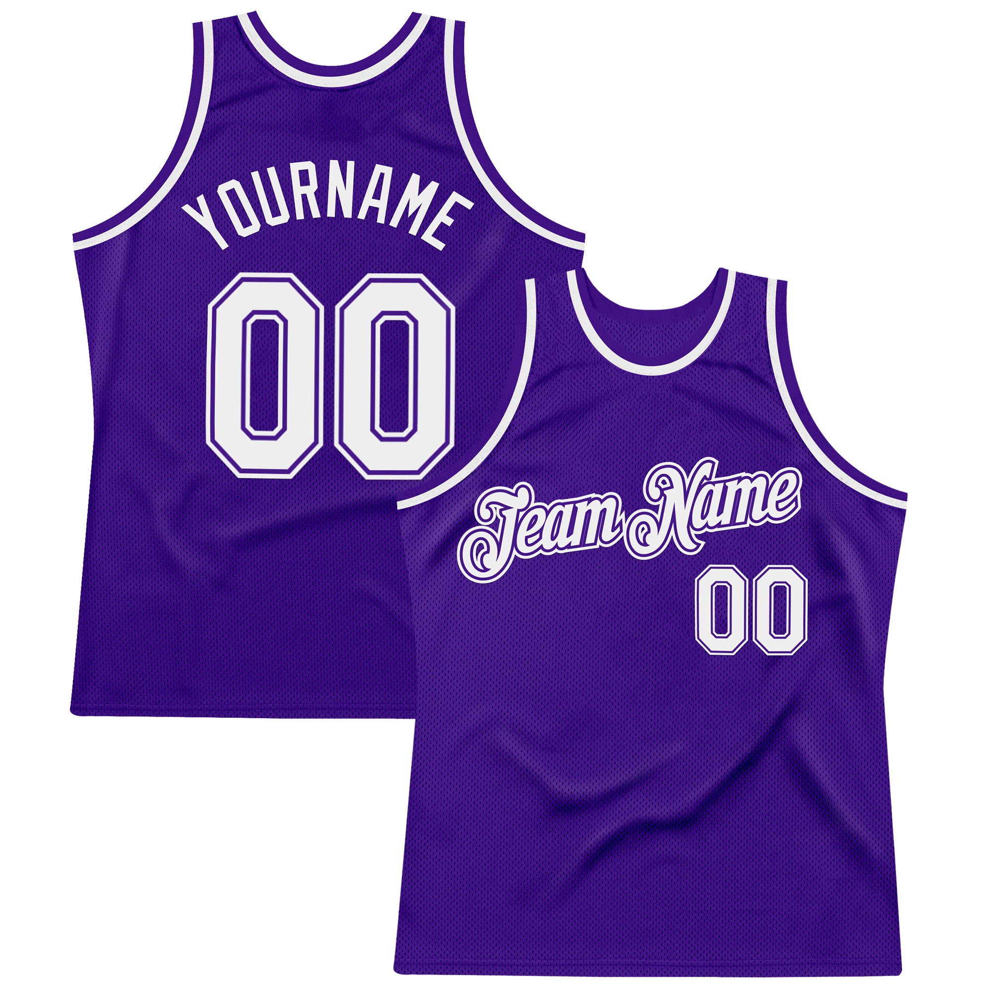 Custom Purple White Authentic Throwback Basketball Jersey