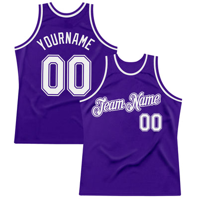 Custom Purple White Authentic Throwback Basketball Jersey