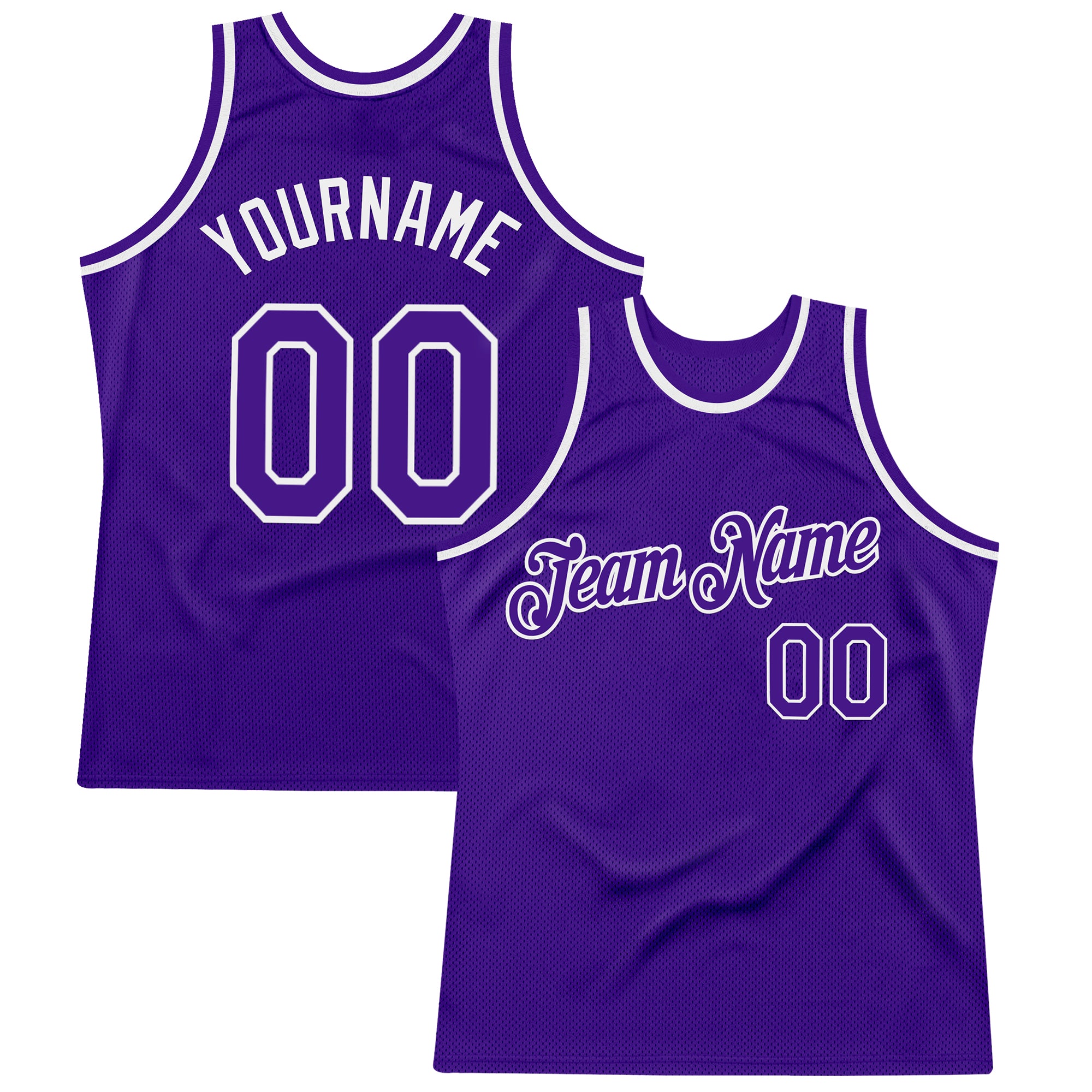 Custom Purple White Authentic Throwback Basketball Jersey