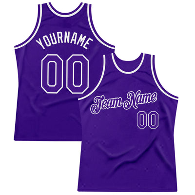 Custom Purple White Authentic Throwback Basketball Jersey