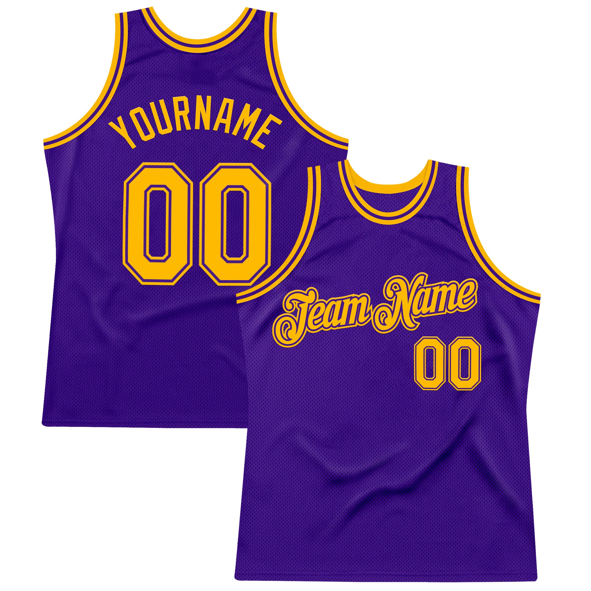 Custom Purple Gold Authentic Throwback Basketball Jersey