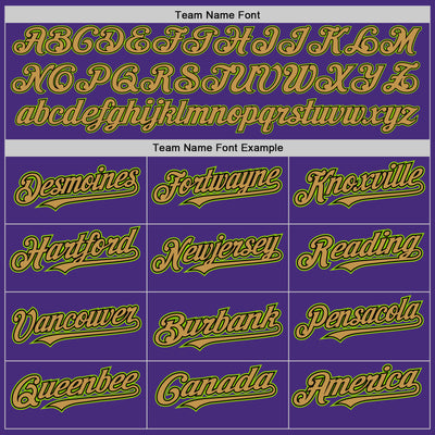 Custom Purple Neon Green Black-Old Gold Authentic Baseball Jersey