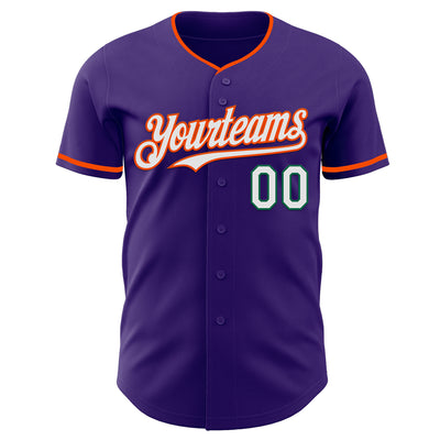 Custom Purple White Orange-Kelly Green Authentic Baseball Jersey
