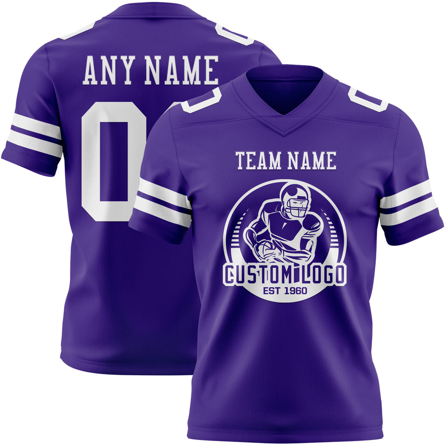 Custom Purple White Authentic Football Jersey