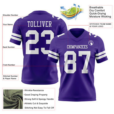 Custom Purple White Authentic Football Jersey