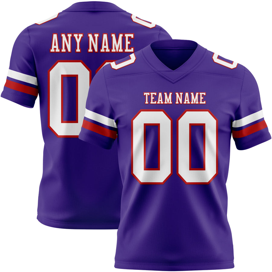 Custom Purple White-Red Authentic Football Jersey