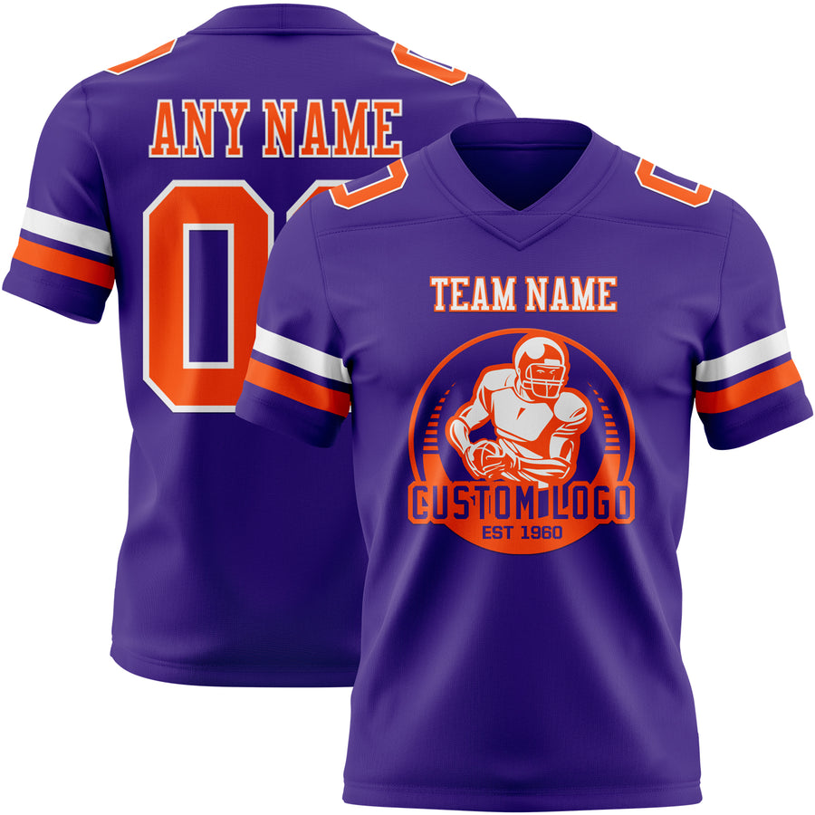 Custom Purple Orange-White Authentic Football Jersey