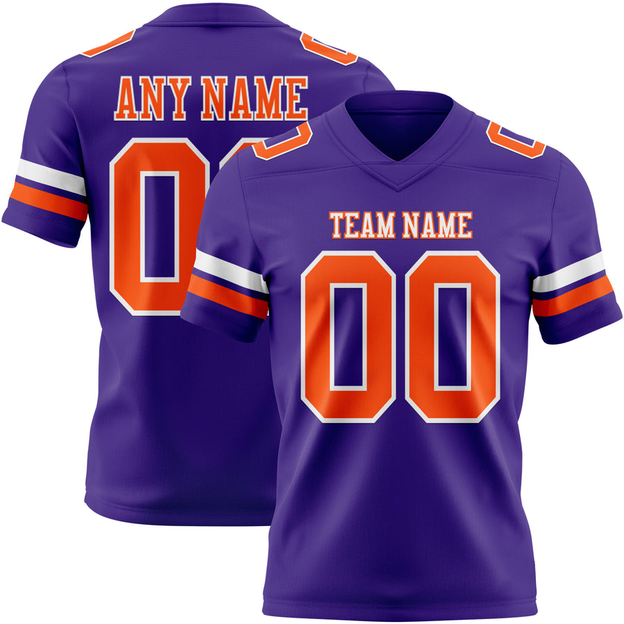 Custom Purple Orange-White Authentic Football Jersey
