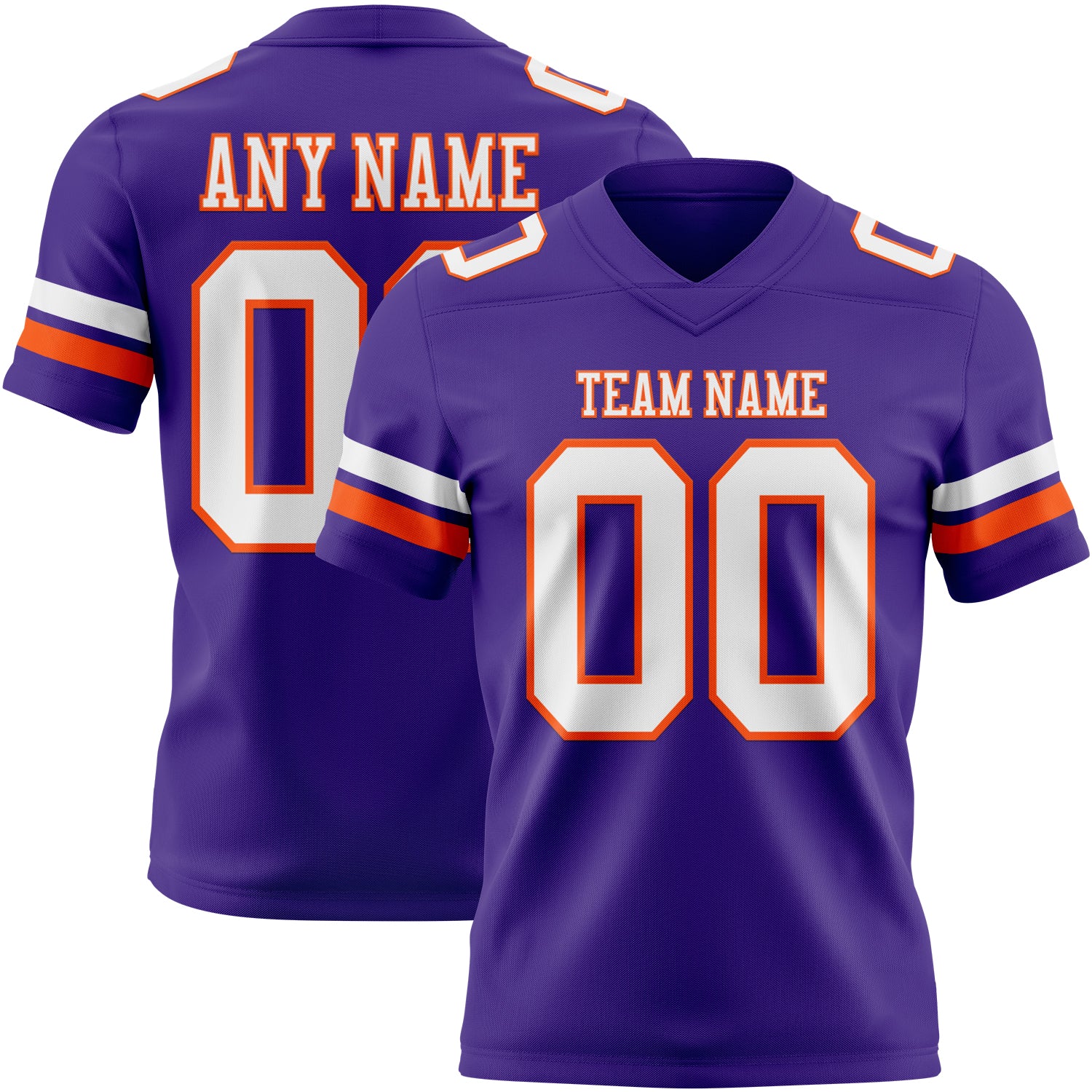 Custom Purple White-Orange Authentic Football Jersey