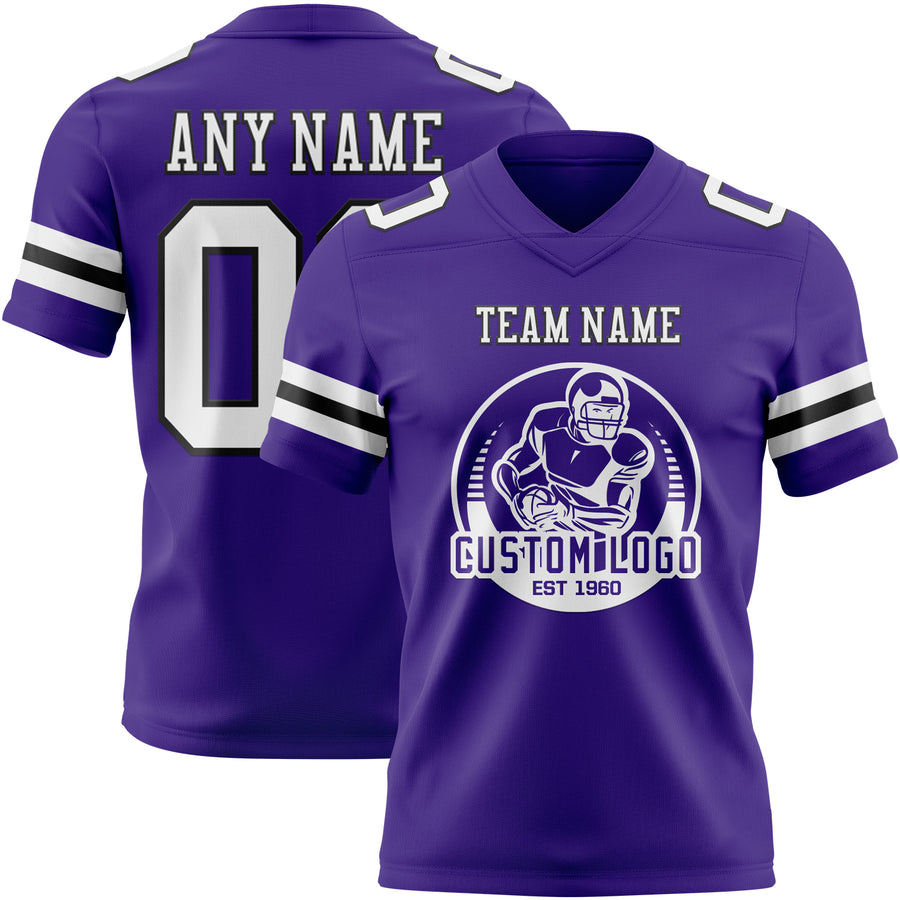 Custom Purple White-Black Authentic Football Jersey