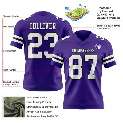 Custom Purple White-Black Authentic Football Jersey