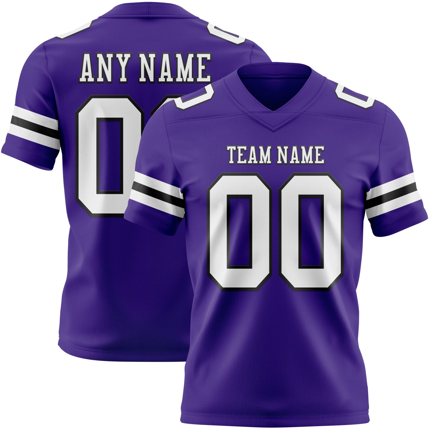 Custom Purple White-Black Authentic Football Jersey