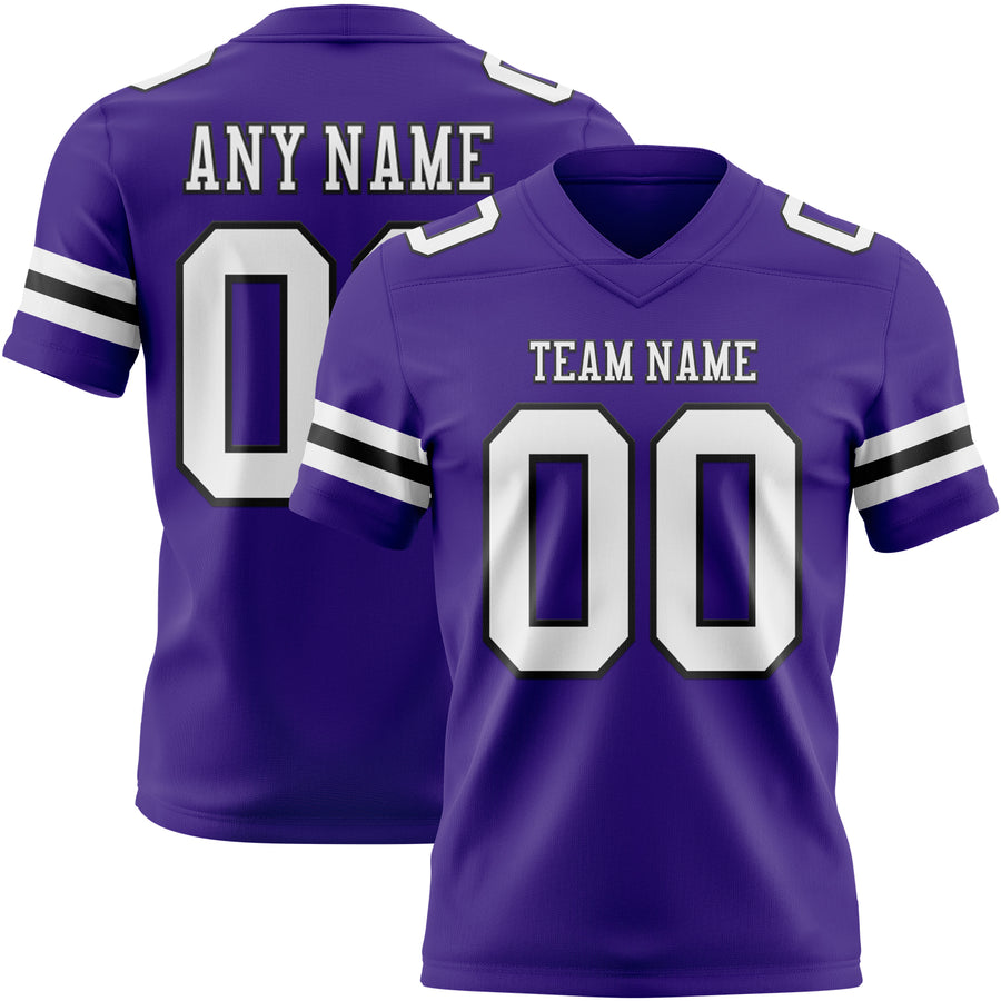 Custom Purple White-Black Authentic Football Jersey