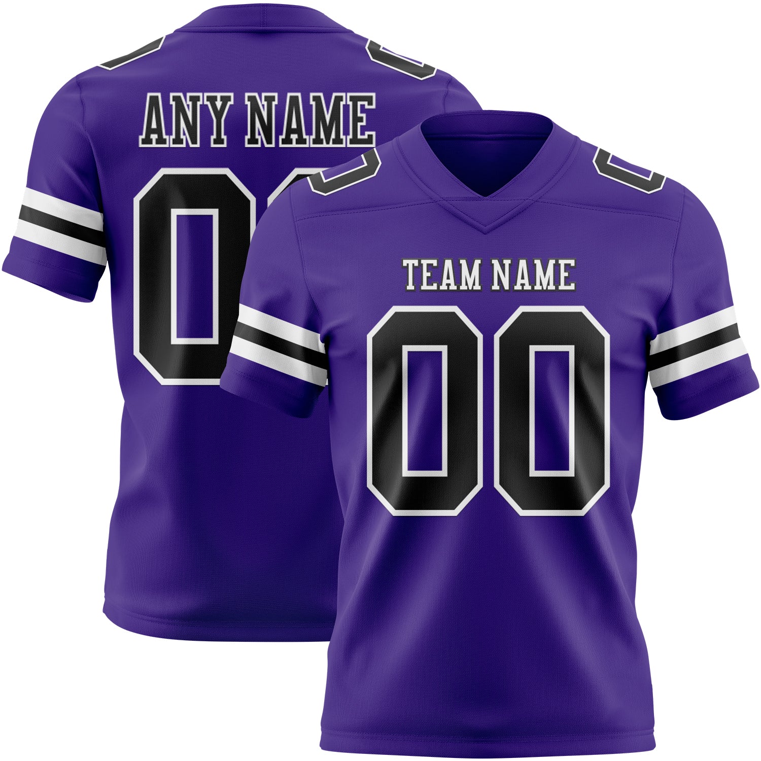 Custom Purple Black-White Authentic Football Jersey